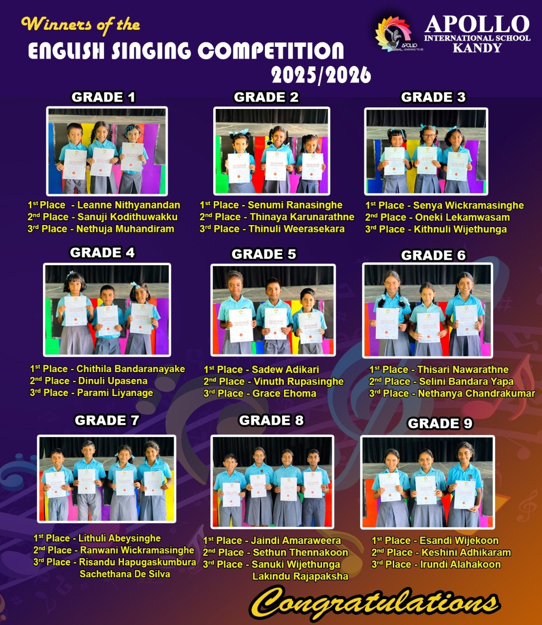 ENGLISH SINGING COMPETITION 2025/2026 - KANDY